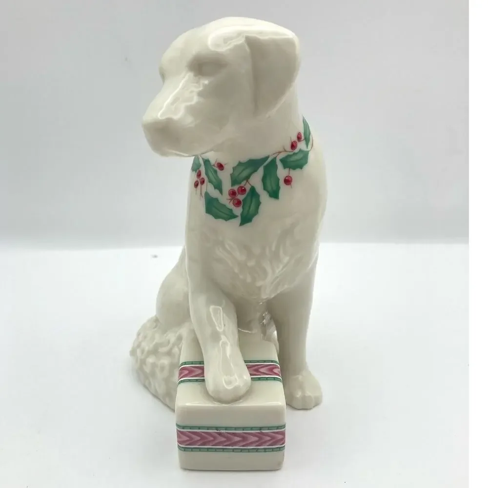 1992 Lenox Jewels Annual Holiday Labrador Retriever Dog with Present Figurine
